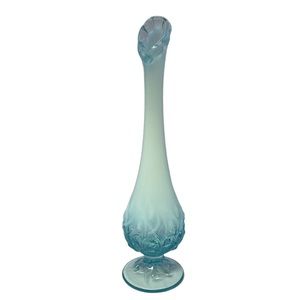 Vintage Fenton Art Glass Blue Opalescent Lily of the Valley Bud Vase 11”…